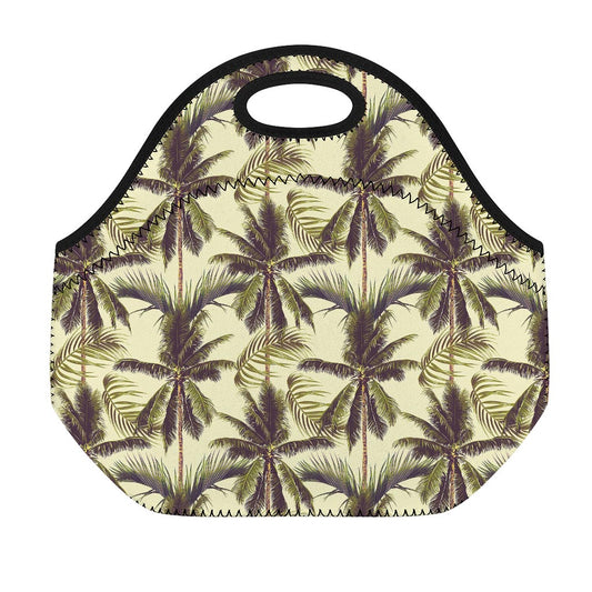 Vintage Palm Tree Pattern Print Neoprene Lunch Bag