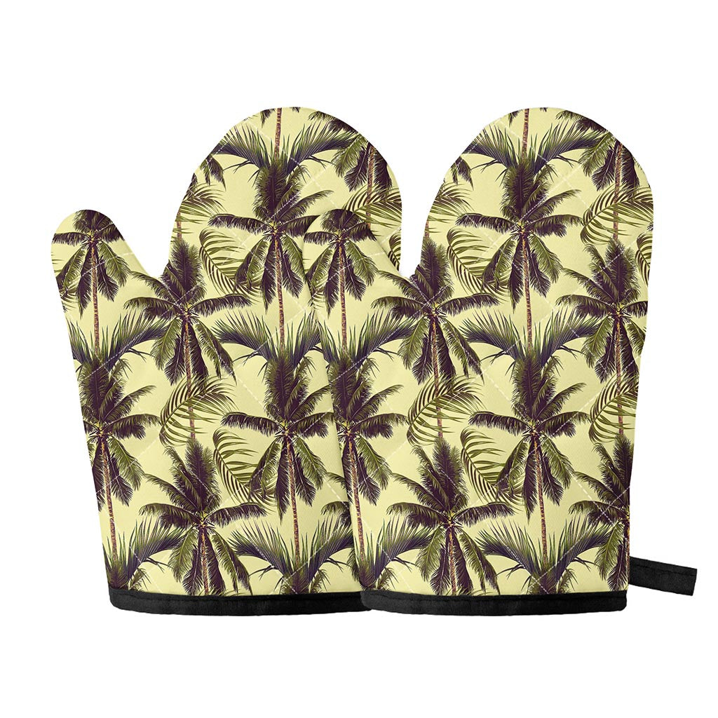 Vintage Palm Tree Pattern Print Oven Mitts