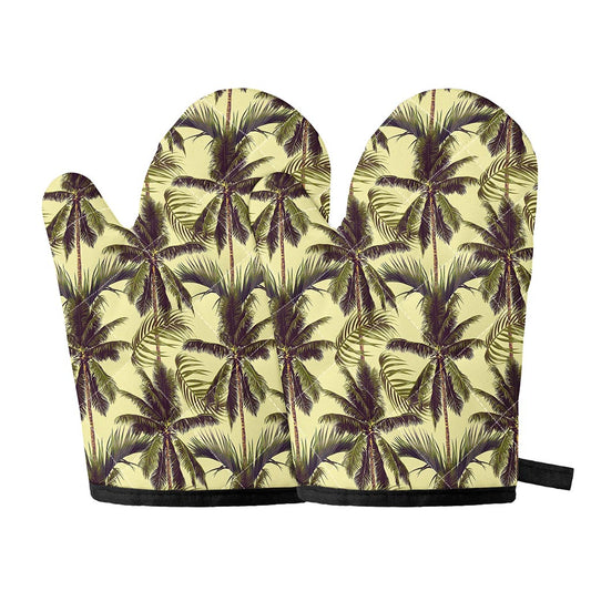 Vintage Palm Tree Pattern Print Oven Mitts