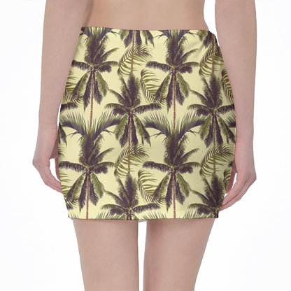 Vintage Palm Tree Pattern Print Pencil Mini Skirt