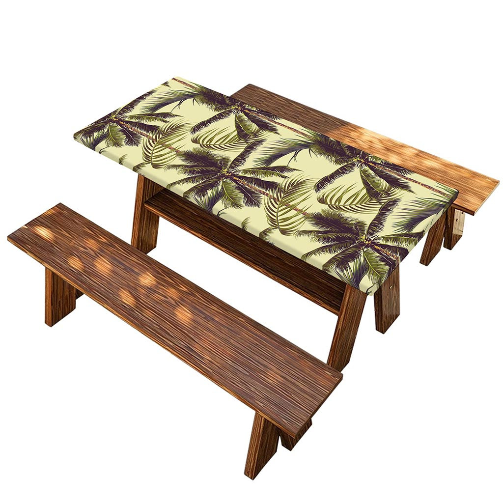 Vintage Palm Tree Pattern Print Picnic Table Cover