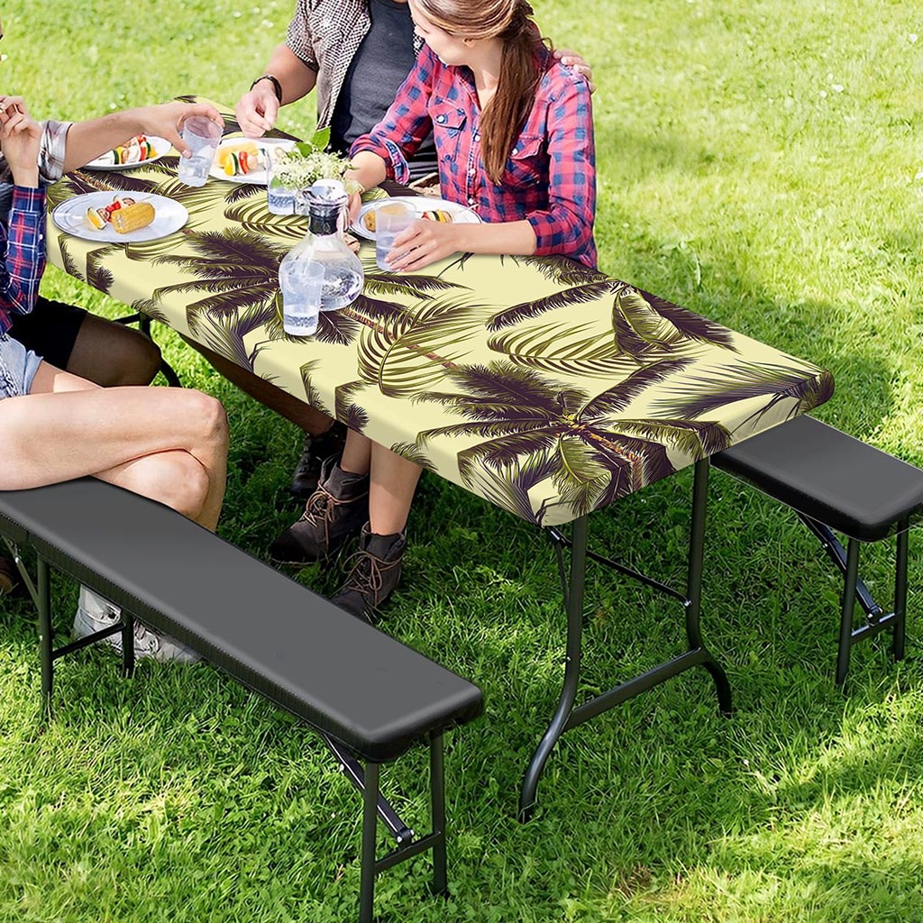 Vintage Palm Tree Pattern Print Picnic Table Cover