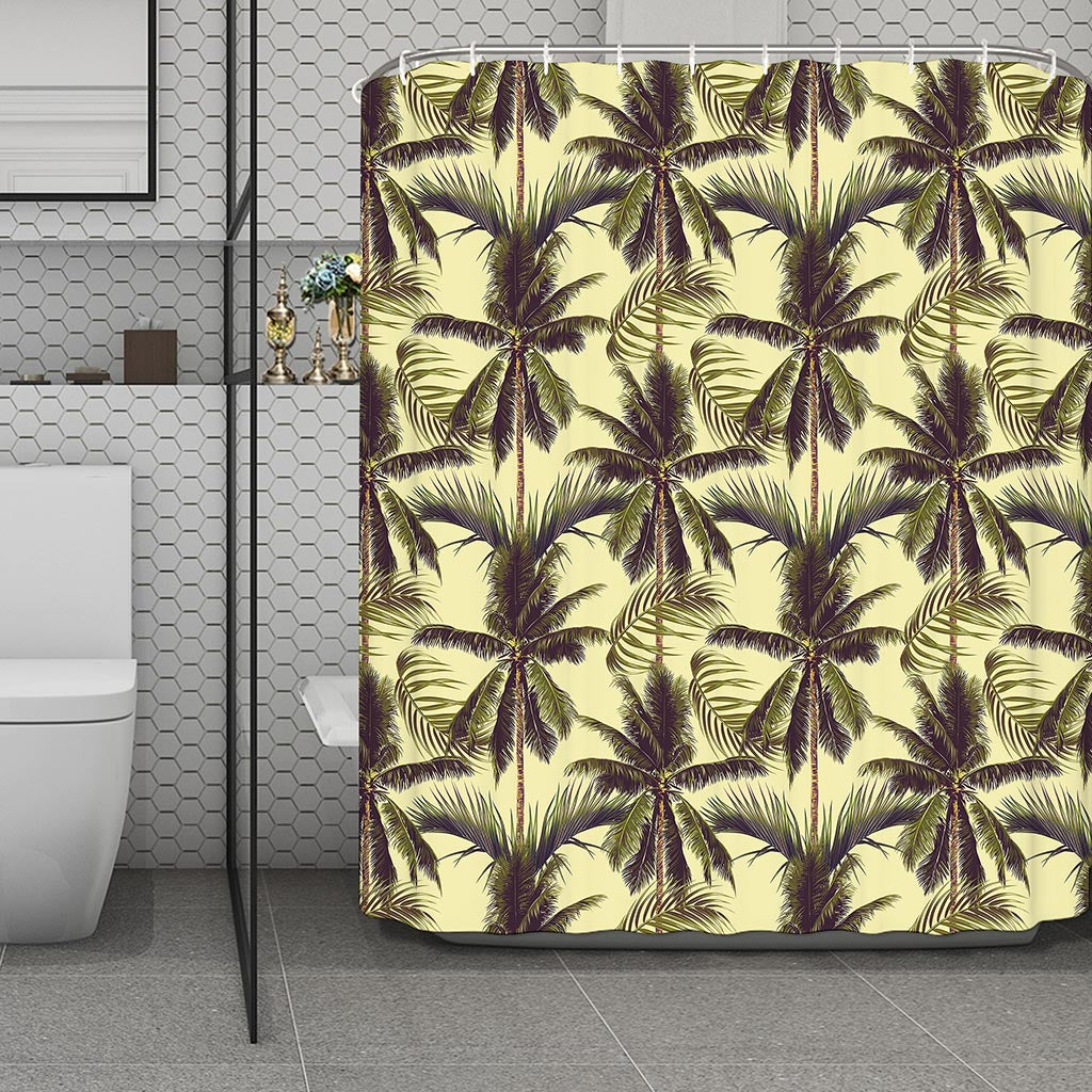 Vintage Palm Tree Pattern Print Polyester Shower Curtain