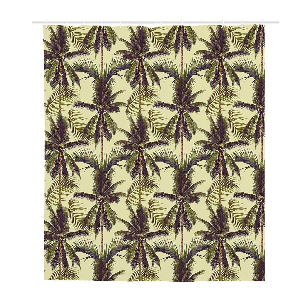 Vintage Palm Tree Pattern Print Polyester Shower Curtain