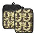 Vintage Palm Tree Pattern Print Pot Holders With Pocket