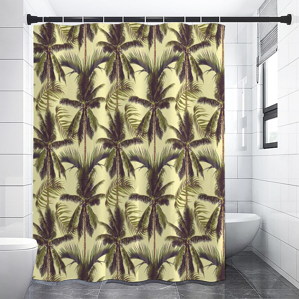 Vintage Palm Tree Pattern Print Premium Shower Curtain