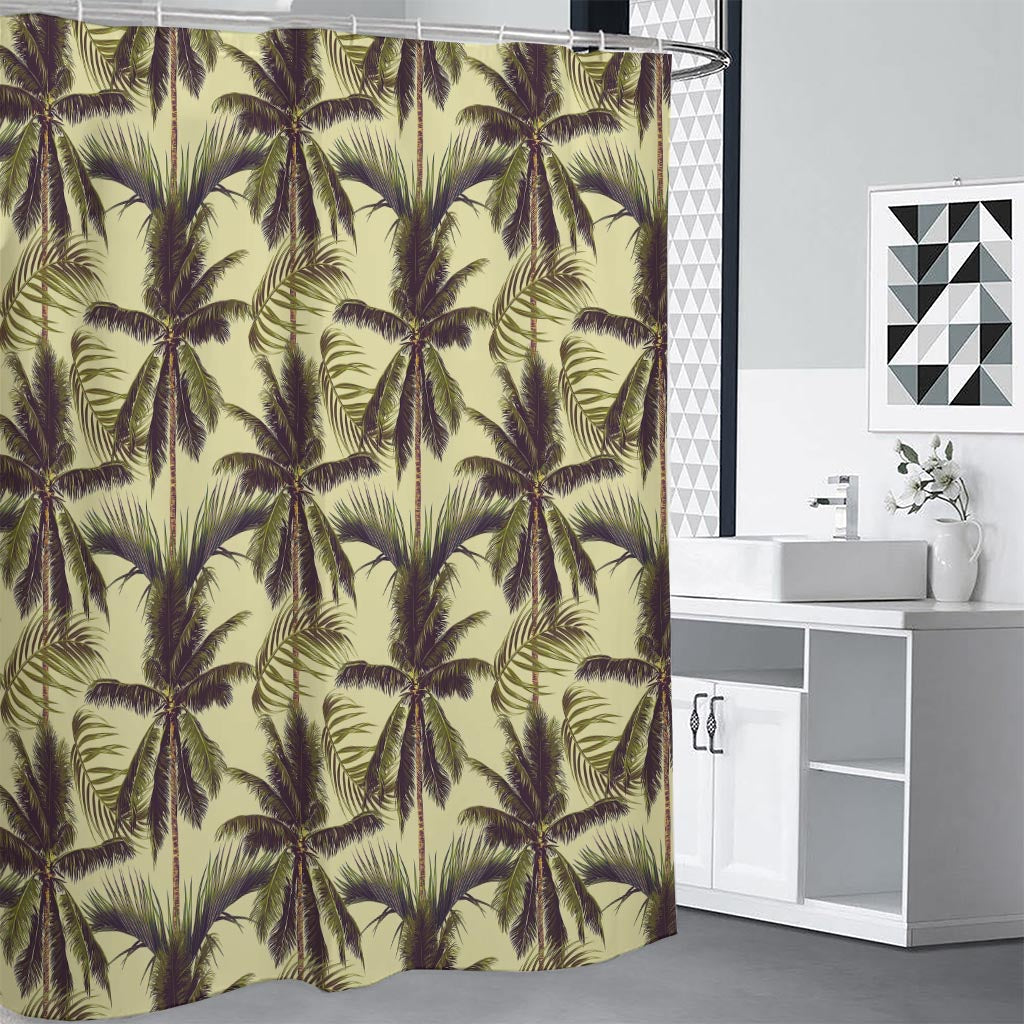 Vintage Palm Tree Pattern Print Premium Shower Curtain