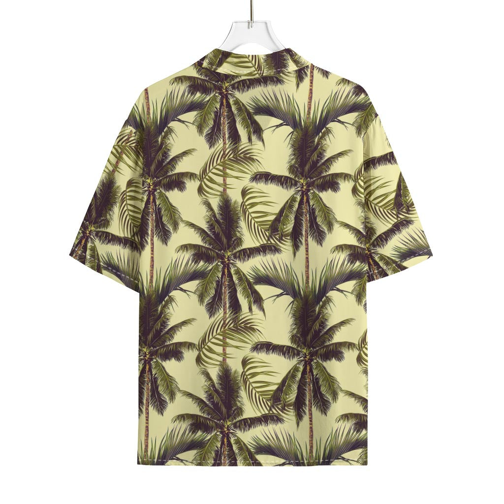 Vintage Palm Tree Pattern Print Rayon Hawaiian Shirt