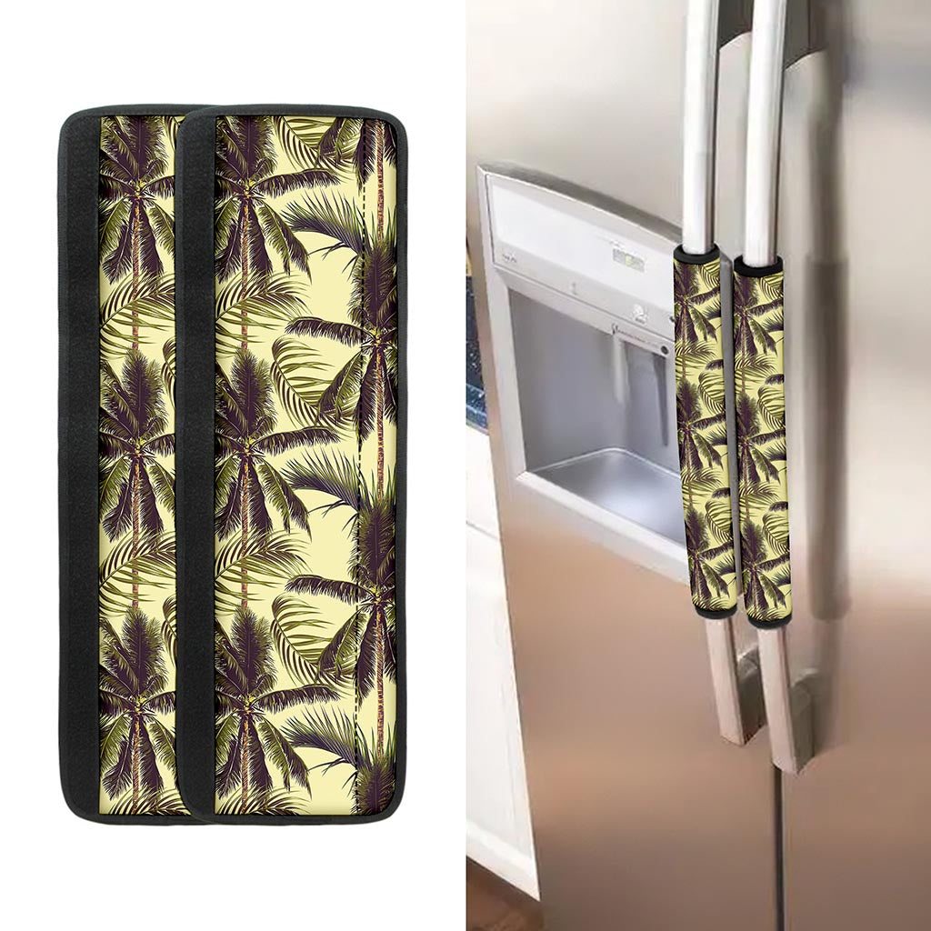 Vintage Palm Tree Pattern Print Refrigerator Handle Covers