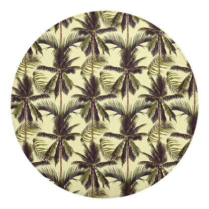 Vintage Palm Tree Pattern Print Round Blanket