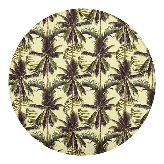 Vintage Palm Tree Pattern Print Round Blanket