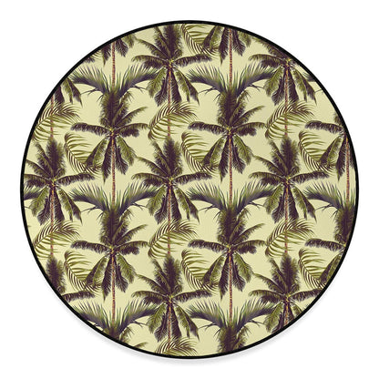 Vintage Palm Tree Pattern Print Round Floor Mat