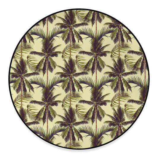 Vintage Palm Tree Pattern Print Round Floor Mat