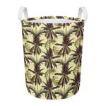 Vintage Palm Tree Pattern Print Round Laundry Basket