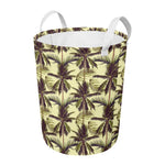 Vintage Palm Tree Pattern Print Round Laundry Basket