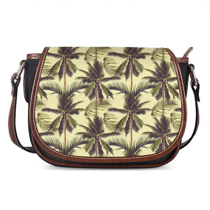 Vintage Palm Tree Pattern Print Saddle Bag