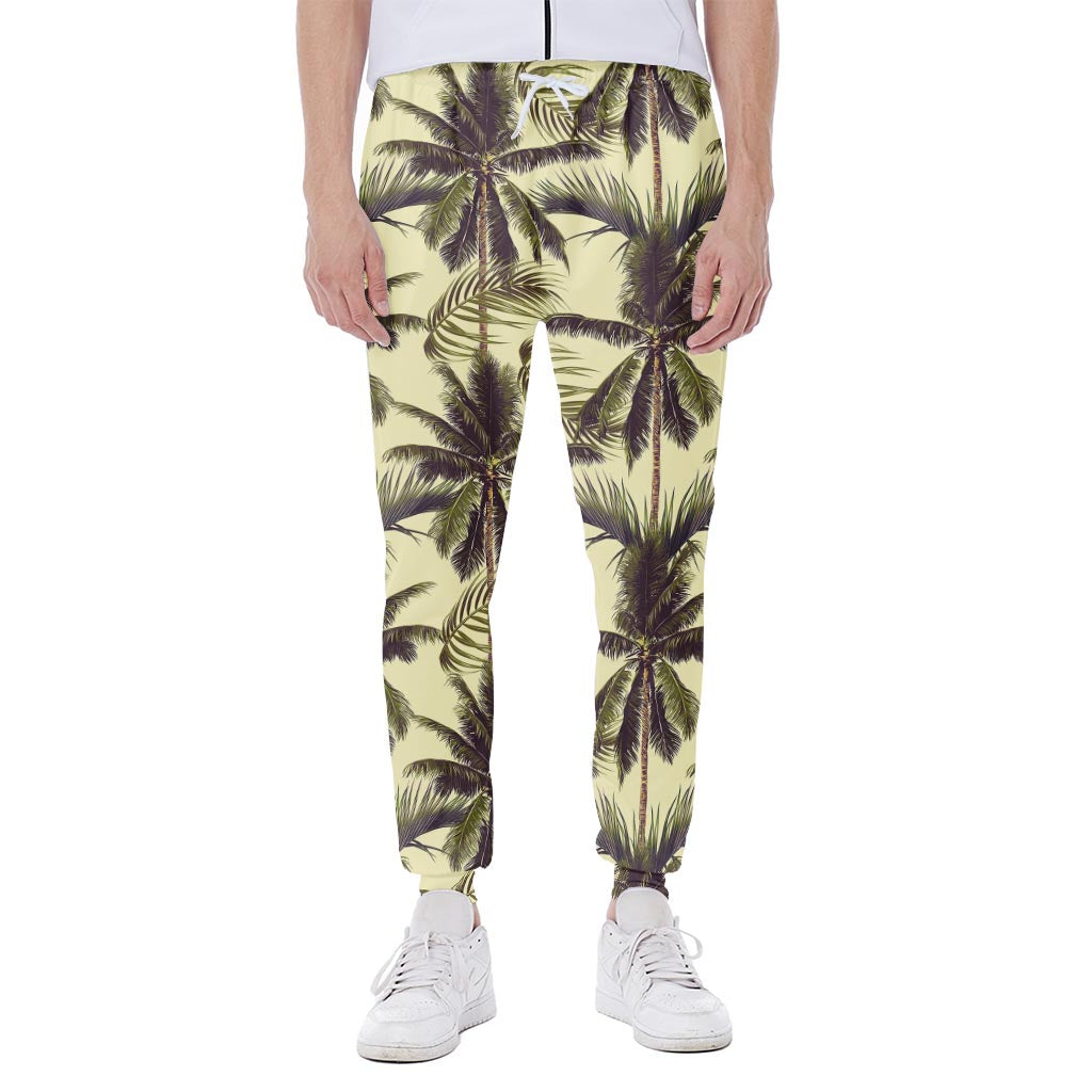 Vintage Palm Tree Pattern Print Scuba Joggers