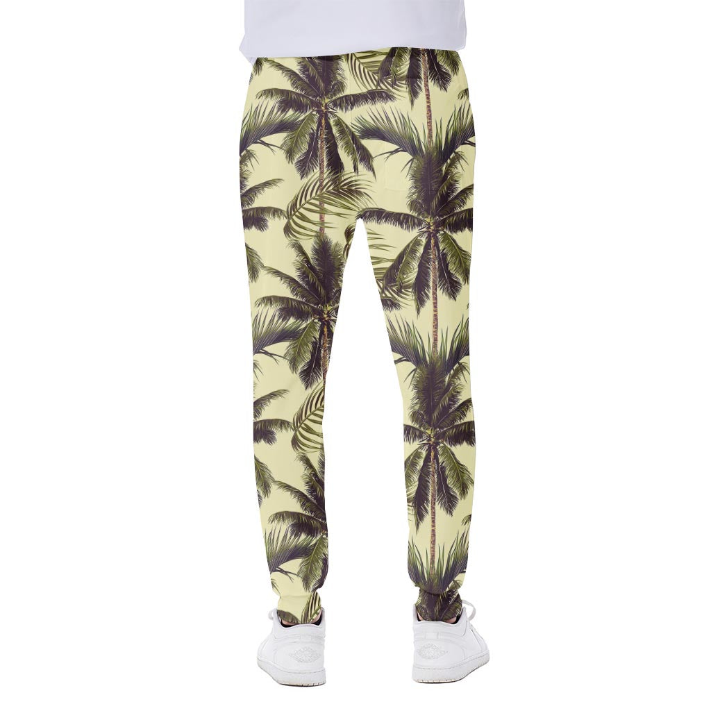 Vintage Palm Tree Pattern Print Scuba Joggers