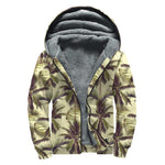 Vintage Palm Tree Pattern Print Sherpa Lined Zip Up Hoodie