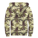 Vintage Palm Tree Pattern Print Sherpa Lined Zip Up Hoodie