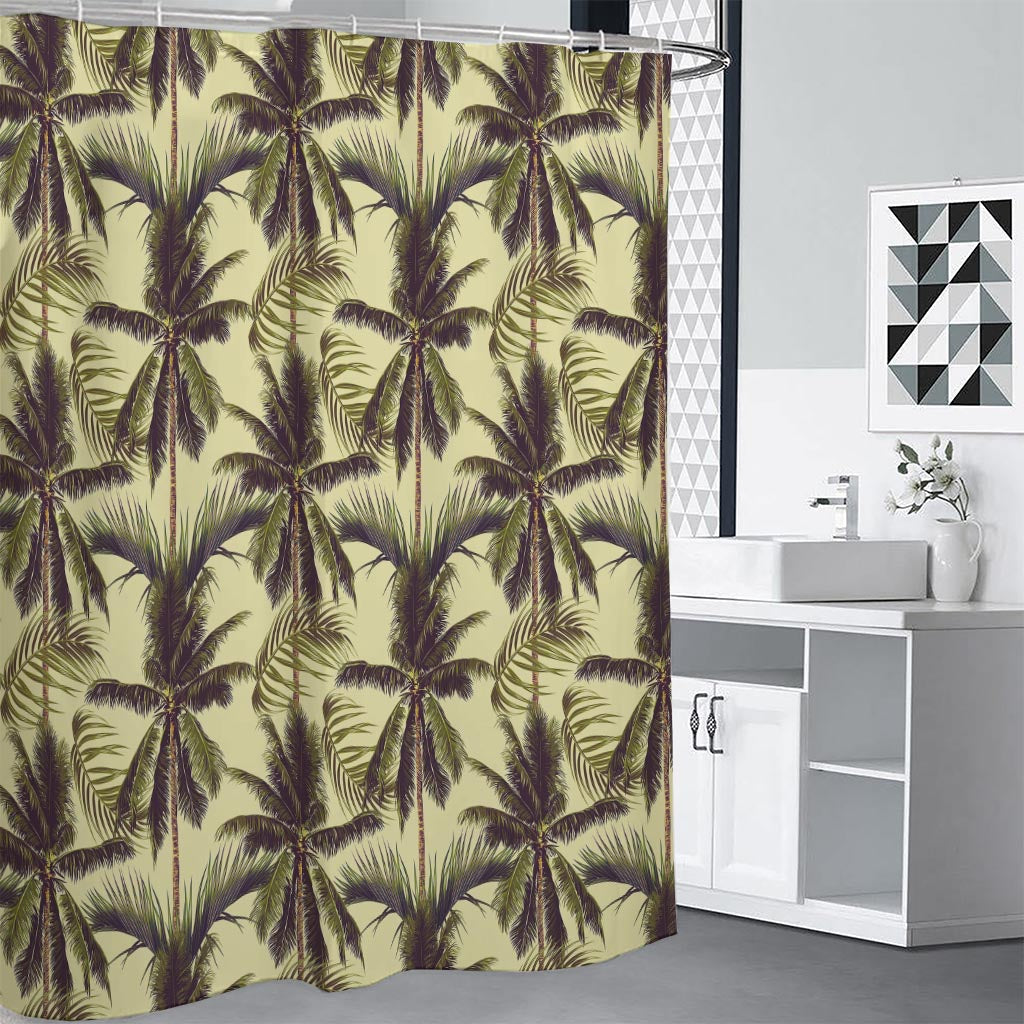 Vintage Palm Tree Pattern Print Shower Curtain