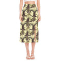Vintage Palm Tree Pattern Print Side Slit Midi Skirt
