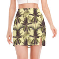 Vintage Palm Tree Pattern Print Side Slit Mini Skirt