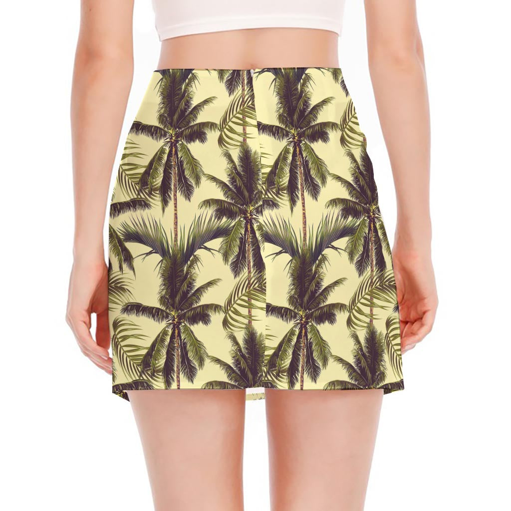 Vintage Palm Tree Pattern Print Side Slit Mini Skirt