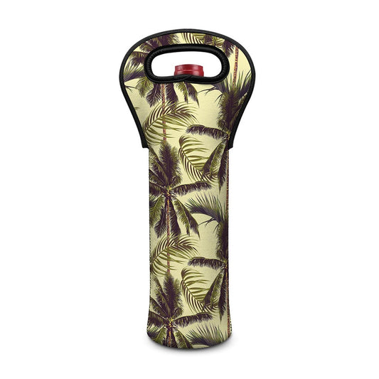 Vintage Palm Tree Pattern Print Single Neoprene Wine Tote
