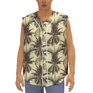 Vintage Palm Tree Pattern Print Sleeveless Baseball Jersey