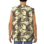 Vintage Palm Tree Pattern Print Sleeveless Baseball Jersey