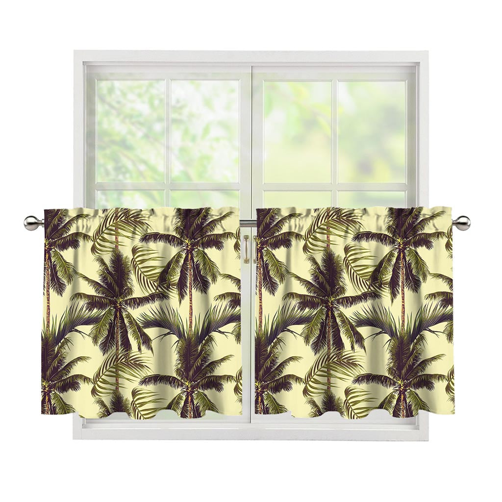 Vintage Palm Tree Pattern Print Tier Curtains