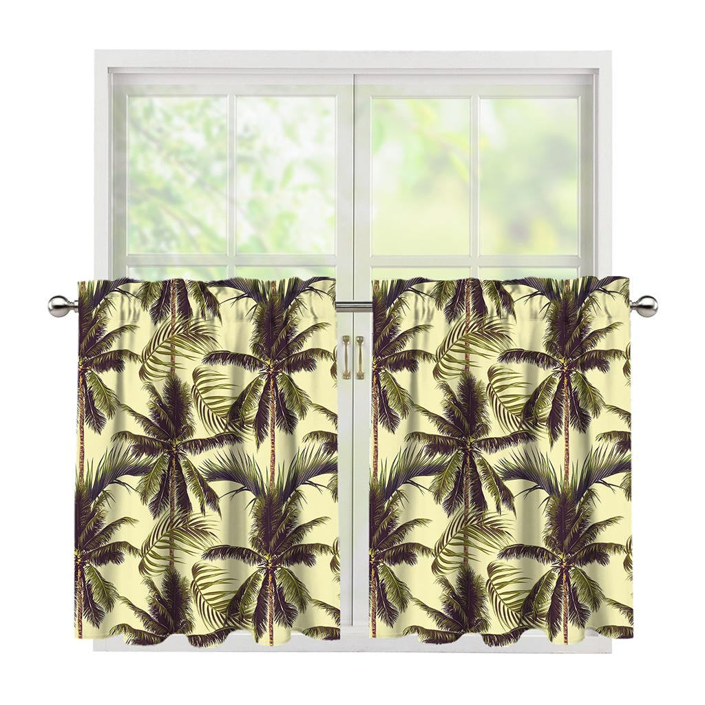 Vintage Palm Tree Pattern Print Tier Curtains
