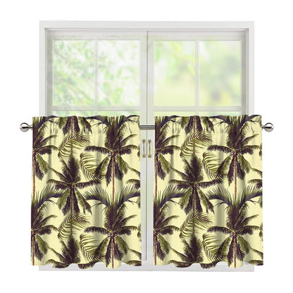 Vintage Palm Tree Pattern Print Tier Curtains