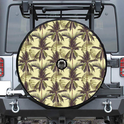 Vintage Palm Tree Pattern Print Tire Cover With Camera Hole