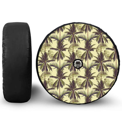 Vintage Palm Tree Pattern Print Tire Cover With Camera Hole