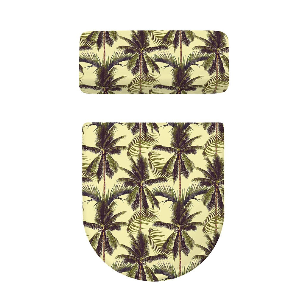 Vintage Palm Tree Pattern Print Toilet Lid And Tank Cover Set