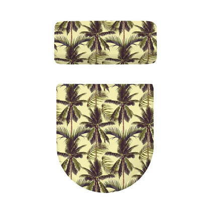 Vintage Palm Tree Pattern Print Toilet Lid And Tank Cover Set