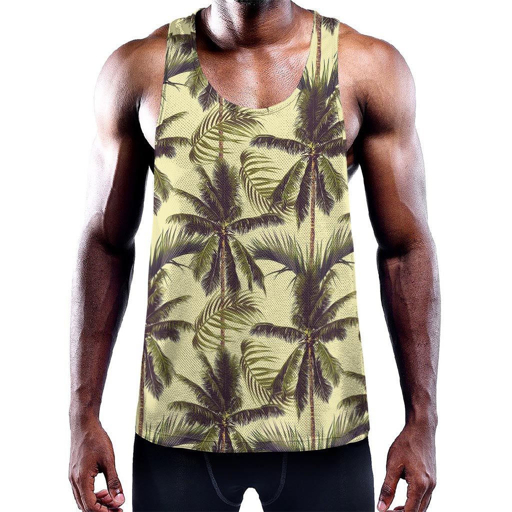 Vintage Palm Tree Pattern Print Training Tank Top