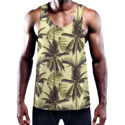 Vintage Palm Tree Pattern Print Training Tank Top