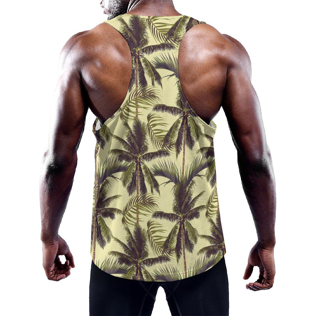 Vintage Palm Tree Pattern Print Training Tank Top