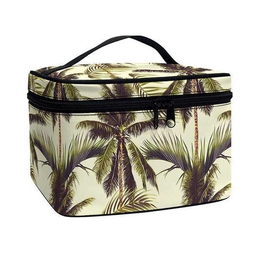 Vintage Palm Tree Pattern Print Travel Makeup Bag