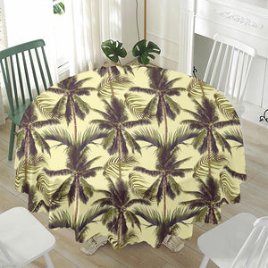 Vintage Palm Tree Pattern Print Waterproof Round Tablecloth