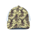 Vintage Palm Tree Pattern Print White Mesh Trucker Hat