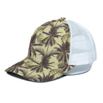 Vintage Palm Tree Pattern Print White Mesh Trucker Cap