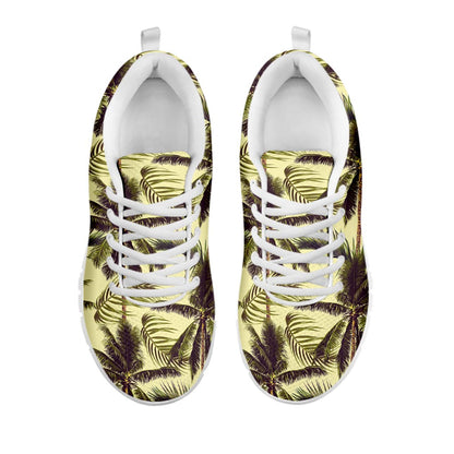 Vintage Palm Tree Pattern Print White Running Shoes