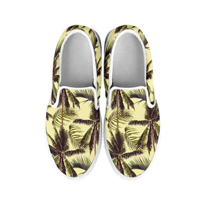 Vintage Palm Tree Pattern Print White Slip On Sneakers