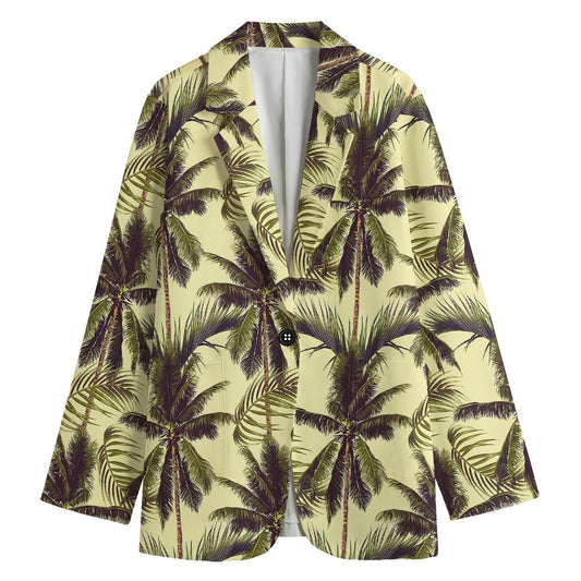 Vintage Palm Tree Pattern Print Women's Blazer