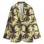 Vintage Palm Tree Pattern Print Women's Cotton Blazer