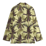 Vintage Palm Tree Pattern Print Women's Cotton Blazer
